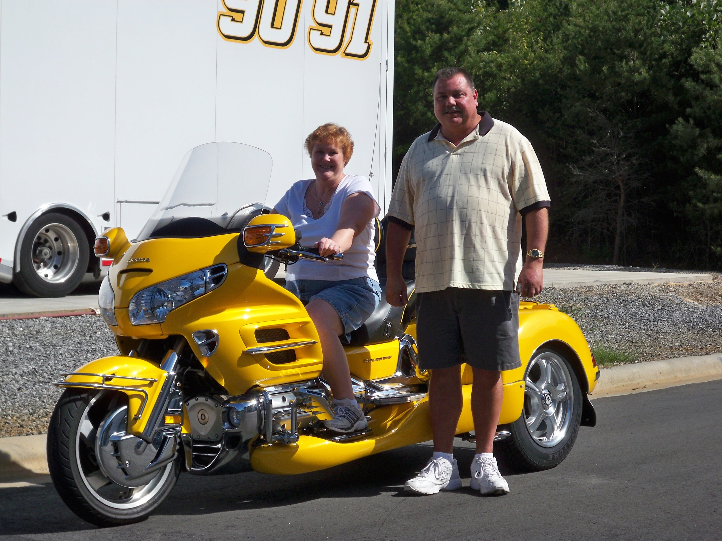 Yellow goldwing trike