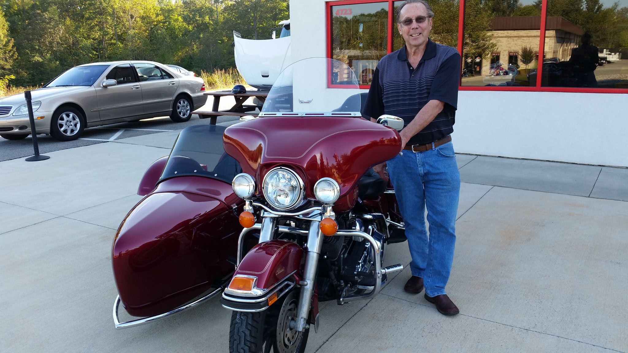 Sidecar installed on a Harley Classic