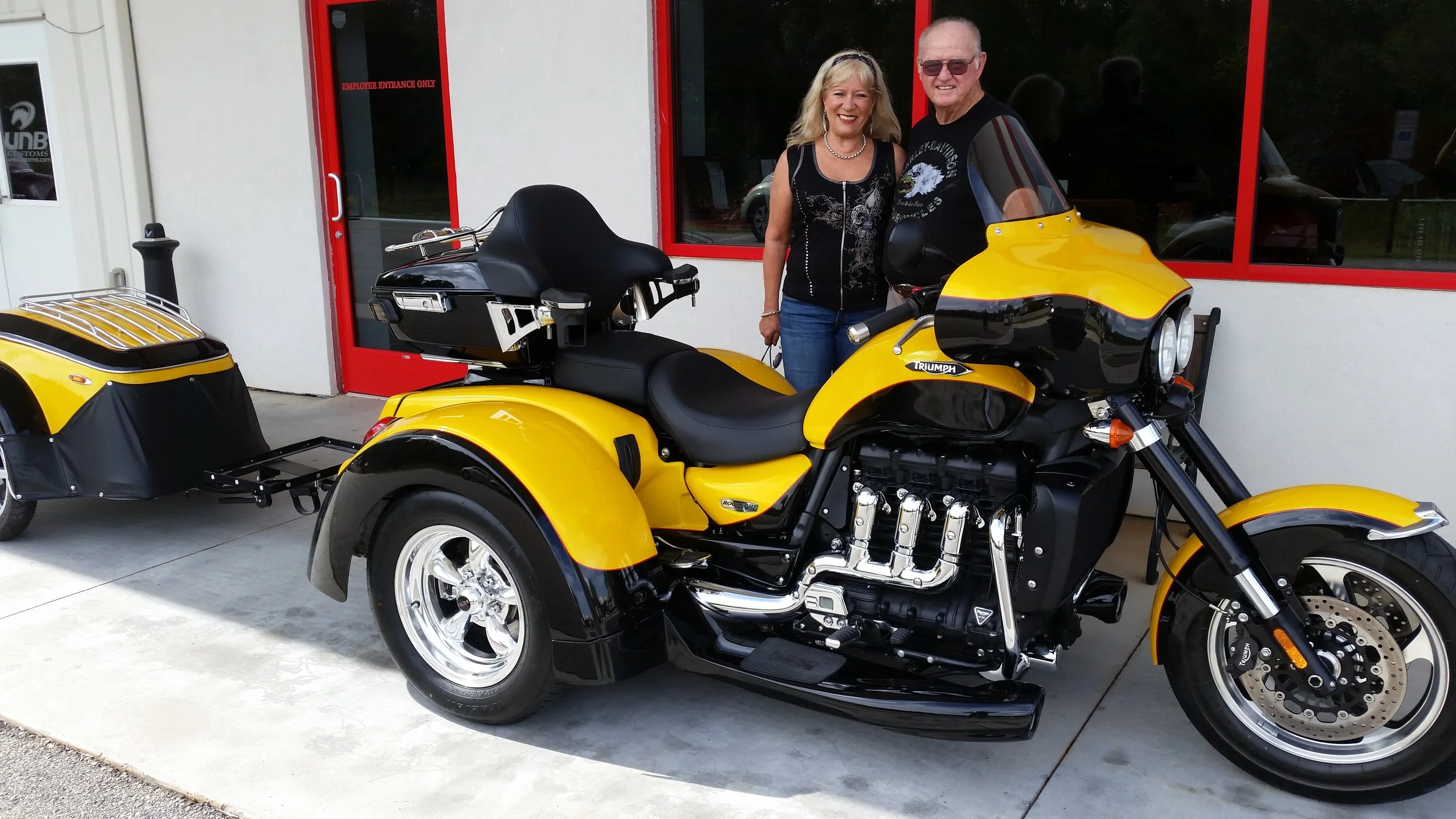 Larry and Iris with the completed Triumph Rocket III