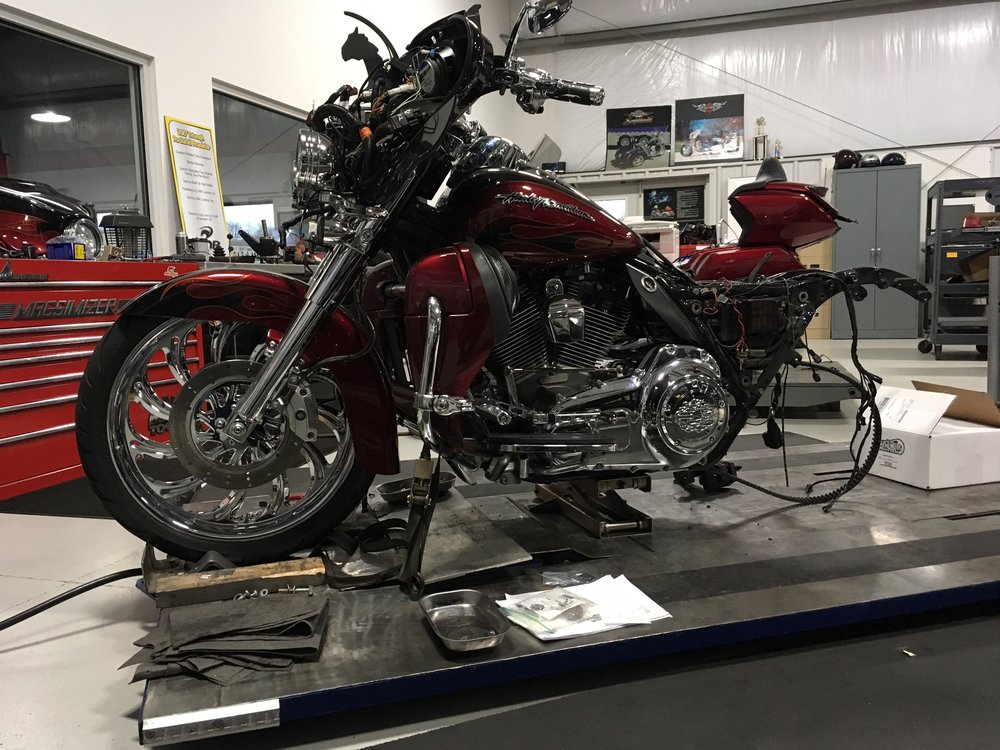 getting the harley ready for a trike kit