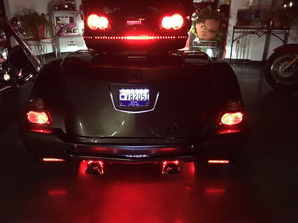 LED lights on the back of a Goldwing Trike