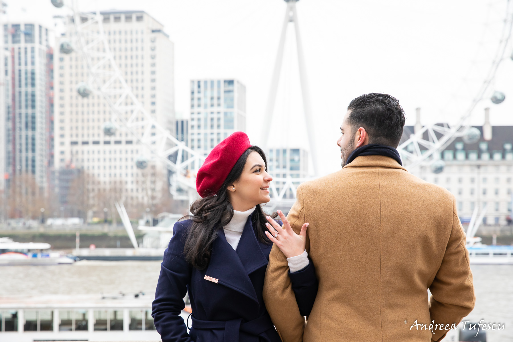Engagement Photoshoot Central London opposite the London Eye Y &amp; H