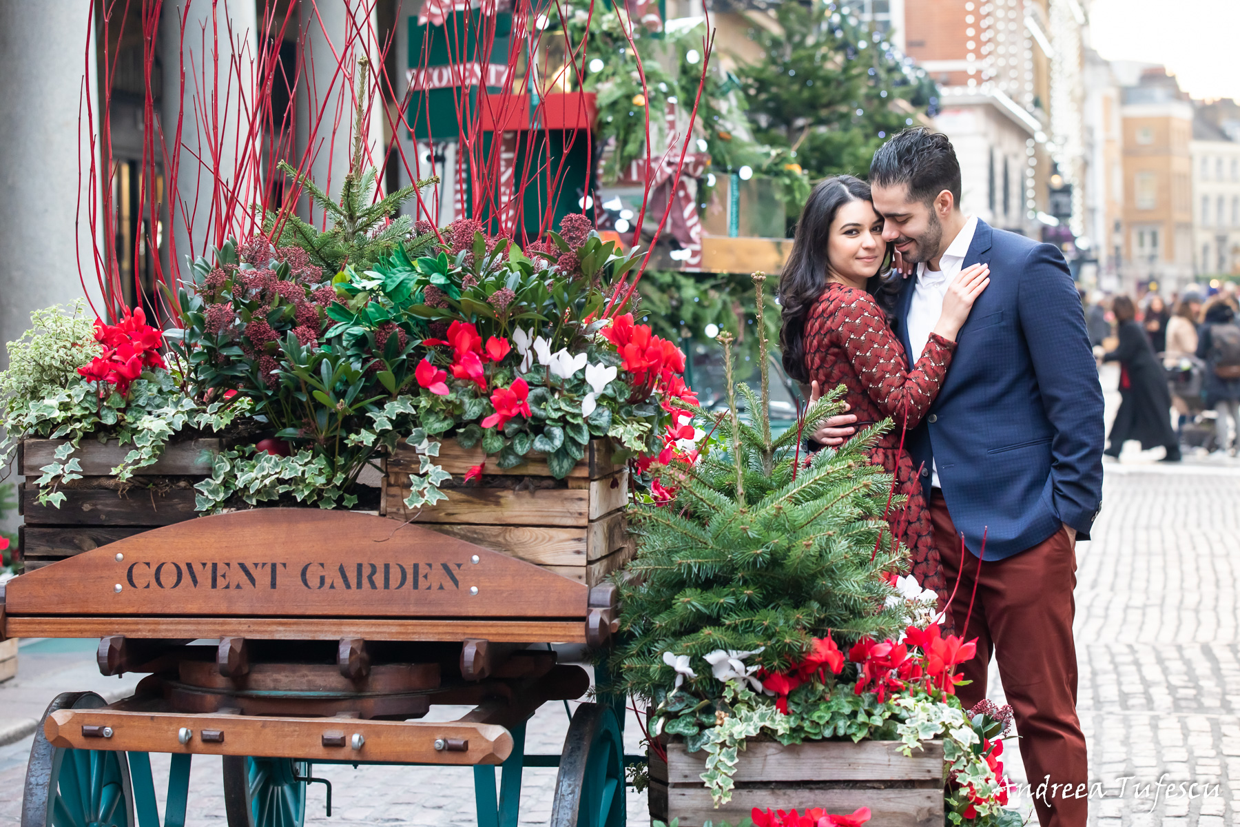 Engagement Photoshoot Central London Covent Garden Christmas Y &amp; H