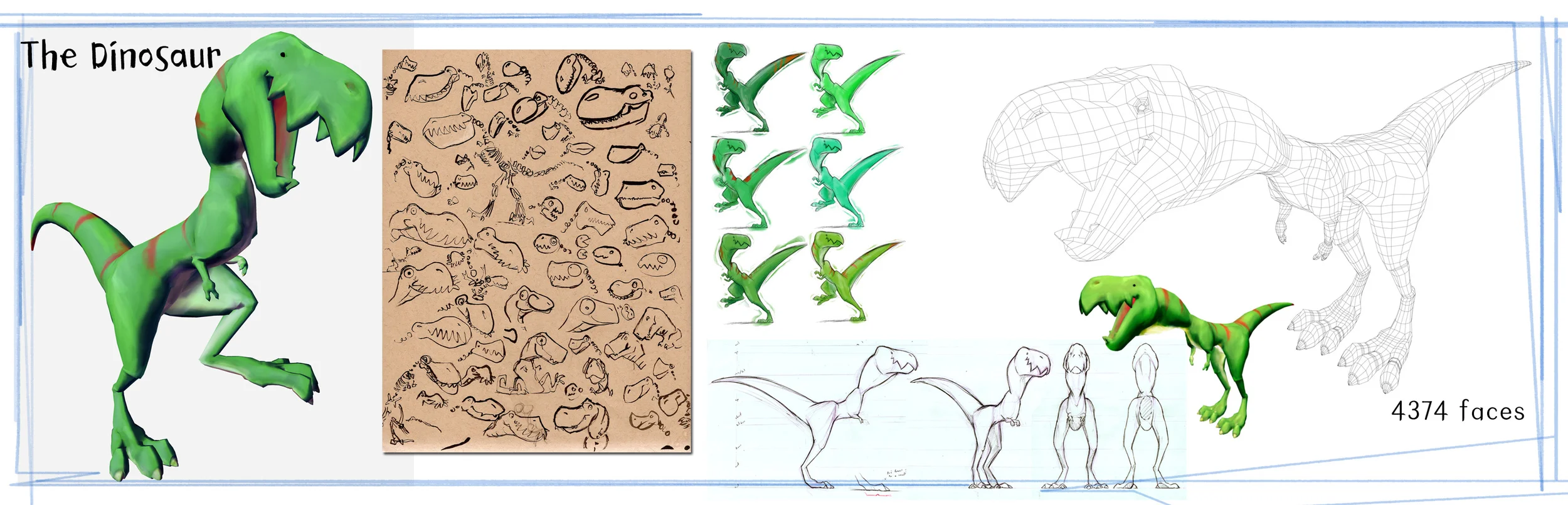  Dinosaur model process. All design, modeling, texturing done by myself. 
