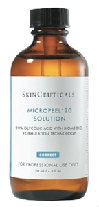 Micropeel Solutions 20 and 30 Micropeel 20 and 30 Solutions contain 20% or 30% unbuffered, unneutralized glycolic acid at a low pH to help improve the appearance of fine lines, wrinkles, dullness, visible skin imperfections, and visible signs of photodamage. *Packages available*