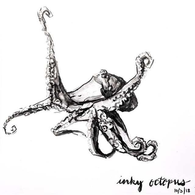 Inky Octopus #inktober 🐙
.
.
.
#inktober2018 #animalillustration #animalpainting #artistsoninstagram #illustratorsoninstagram #seacreatures