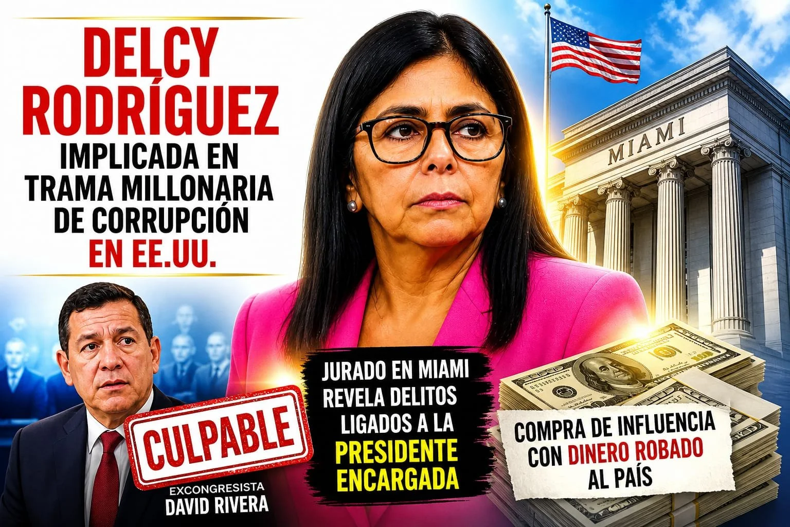 Omar González: Delcy Rodríguez aparece implicada en trama millonaria de corrupción en EEUU 