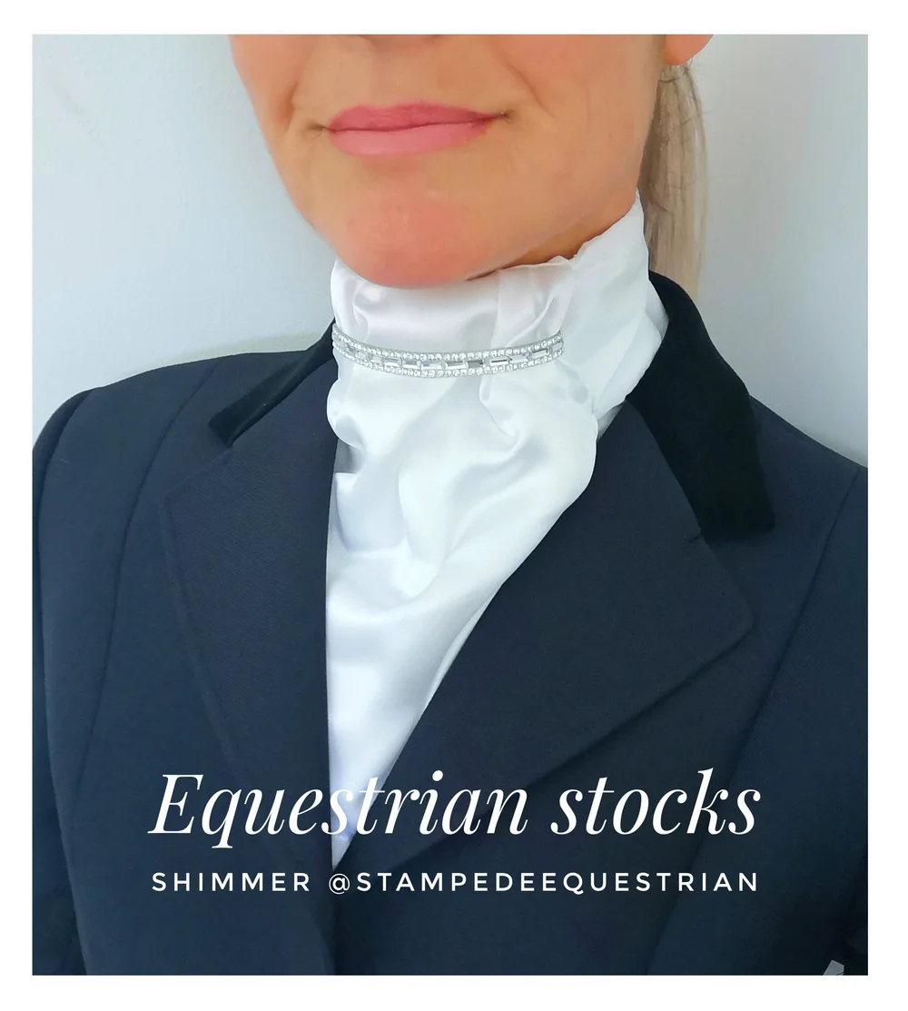 Equetech Diamante Diamond Deluxe Ready-Tied Stocks In White