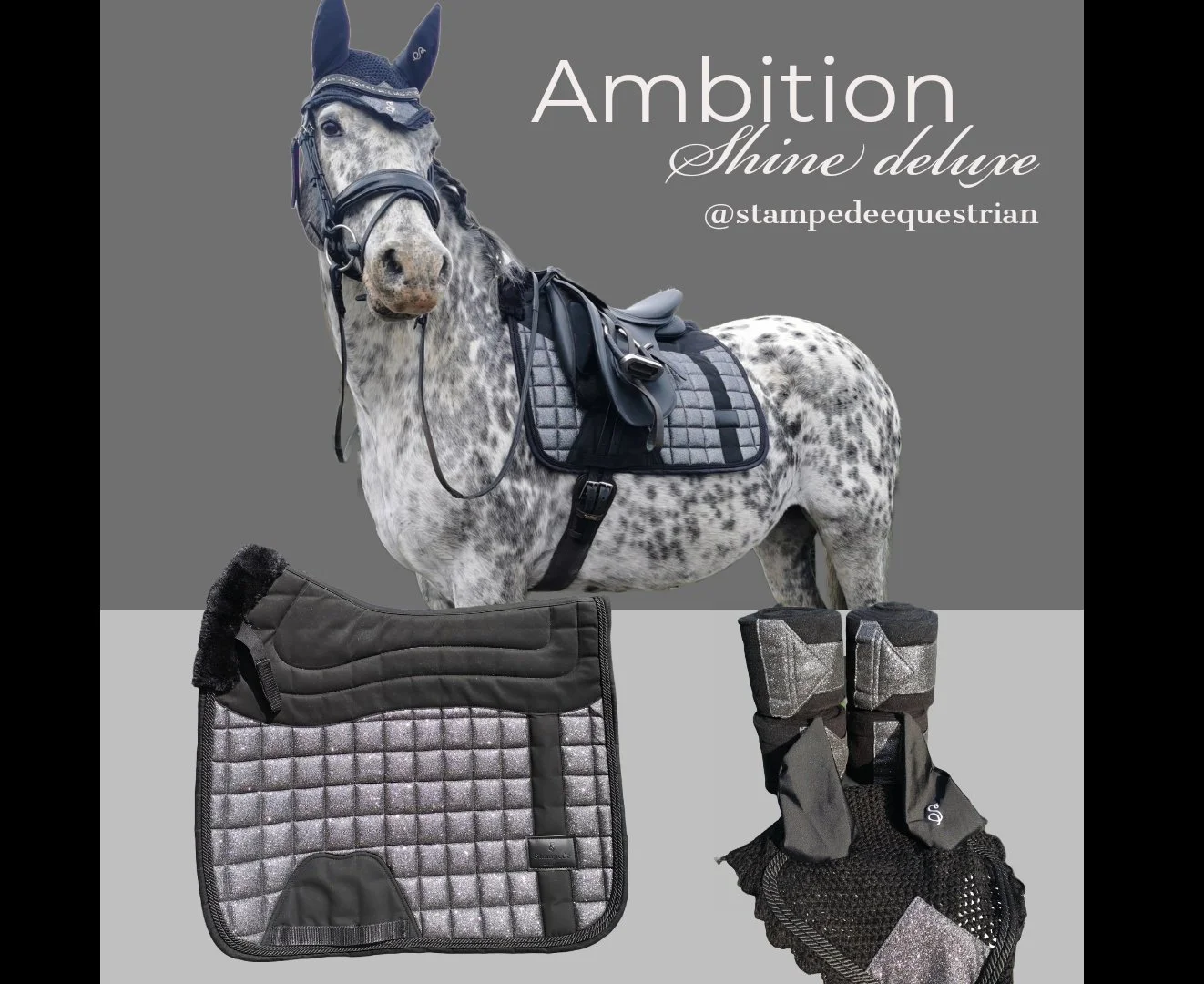 Horse English Saddle Pad Set Color Matching Ear Net/Bell & Brushing Boots