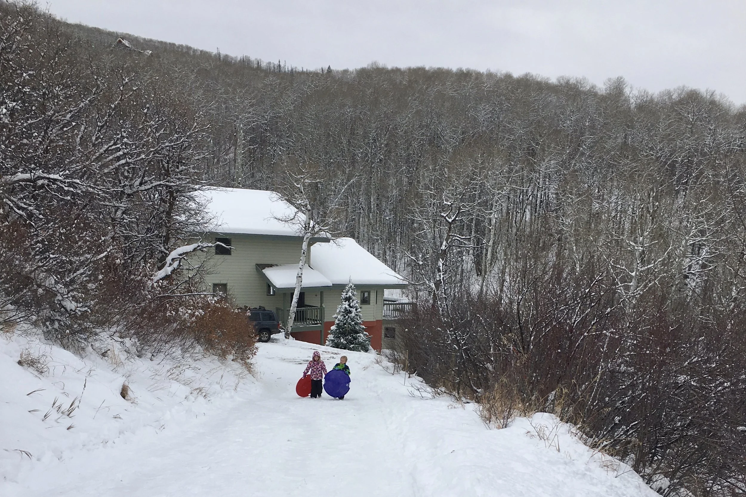 Sledding with friends...