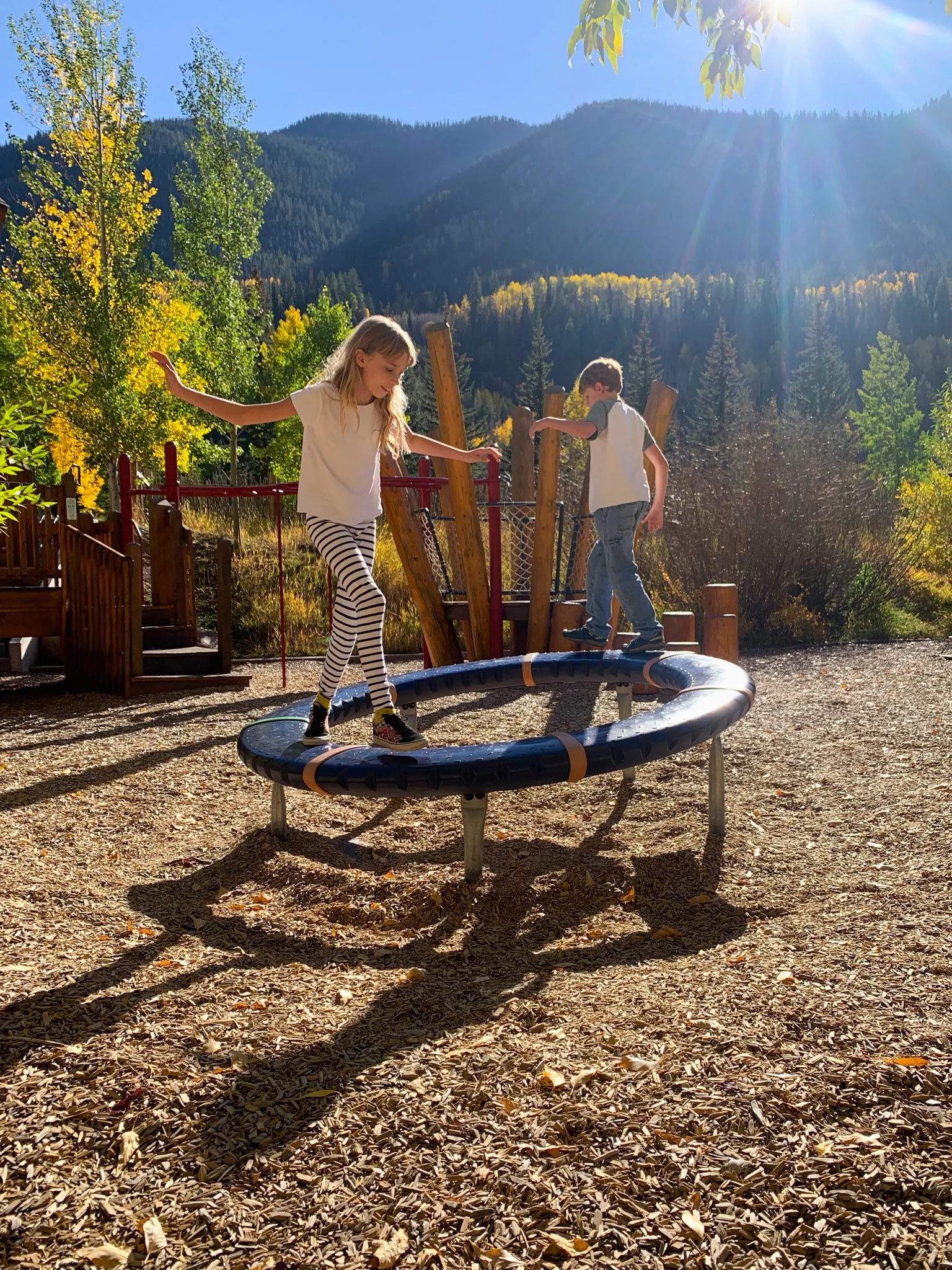 Candy apples, playing in puddles + up in the gondola 
