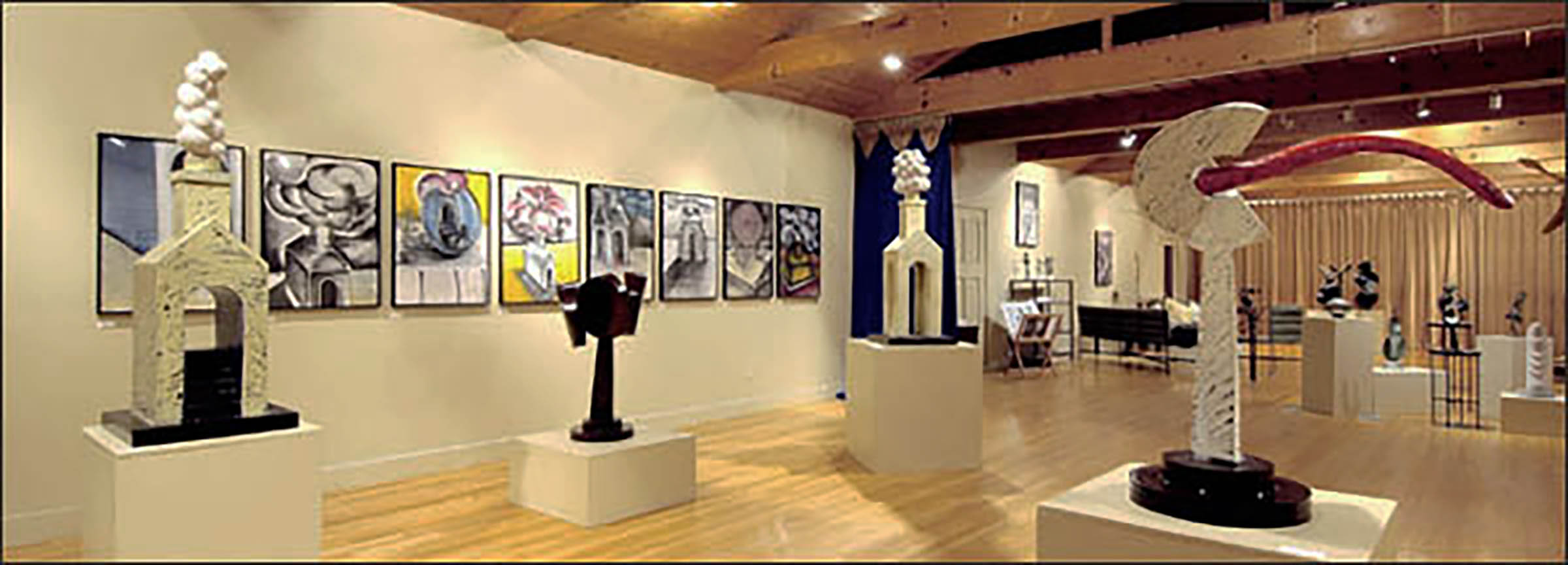 Interior view of David Boyajian's Gallery featuring his work.