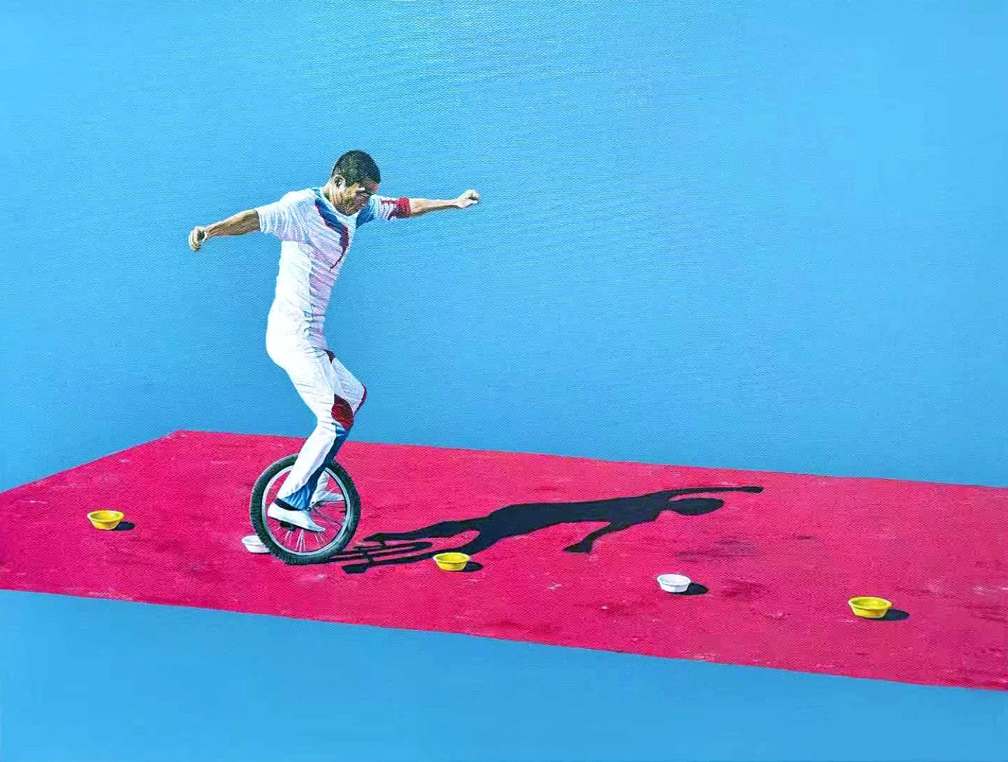   Unicyclist , 2023, acrylic on canvas, 60×80 cm 