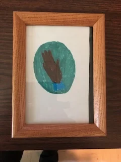 6115 Praying Hand in Brown Wood Frame