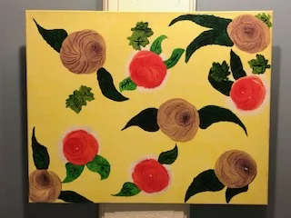 2103 Floral Abstract on Yellow Background