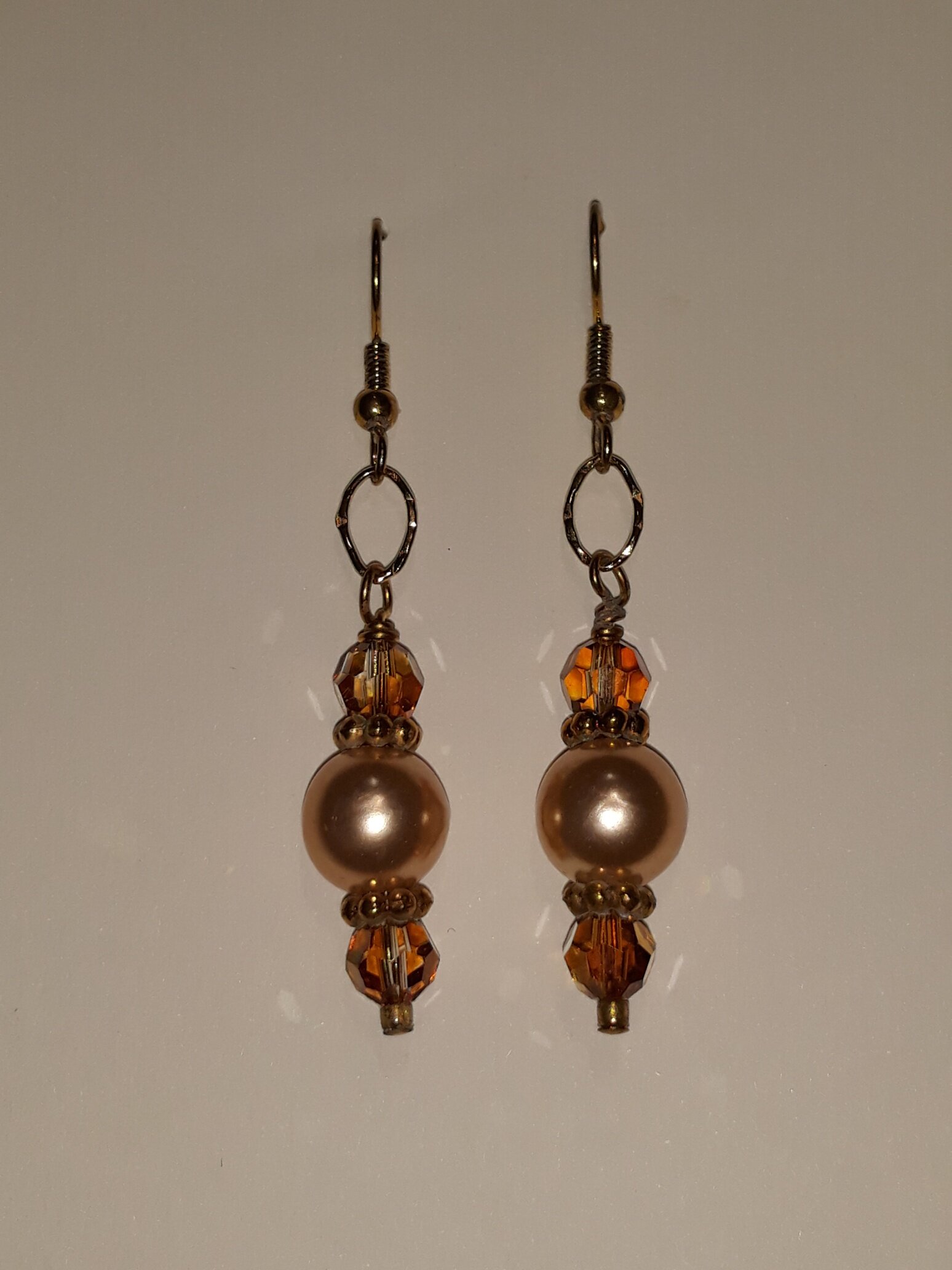 MY007 Earrings, with rose color pearl bead