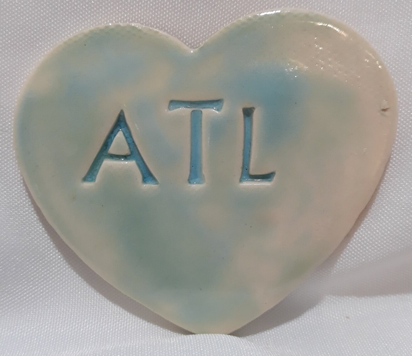 NBV004 Ceramic Heart "ATL", magnet, aqua green