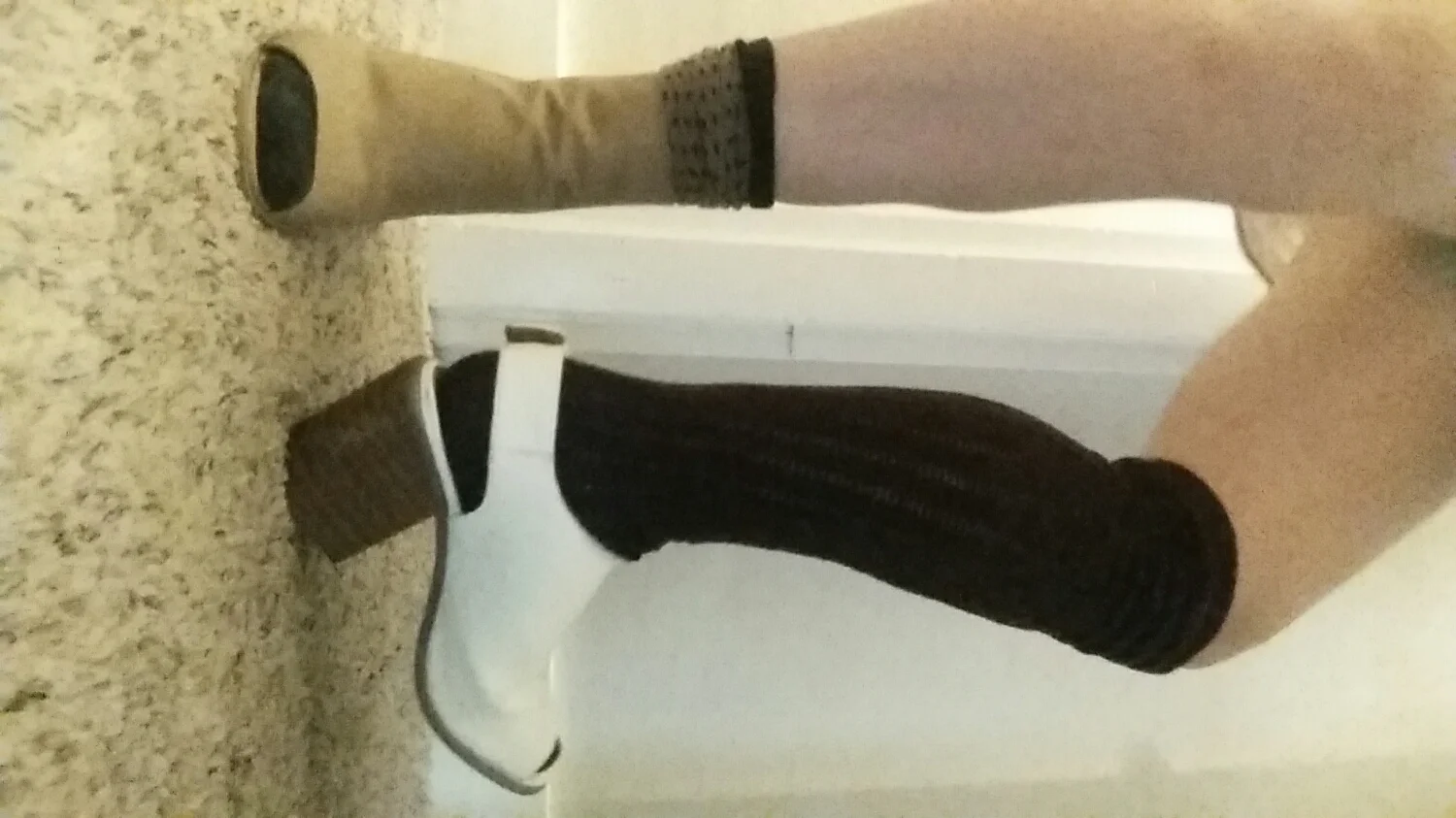 plum knee highs with my favorite white shoes 