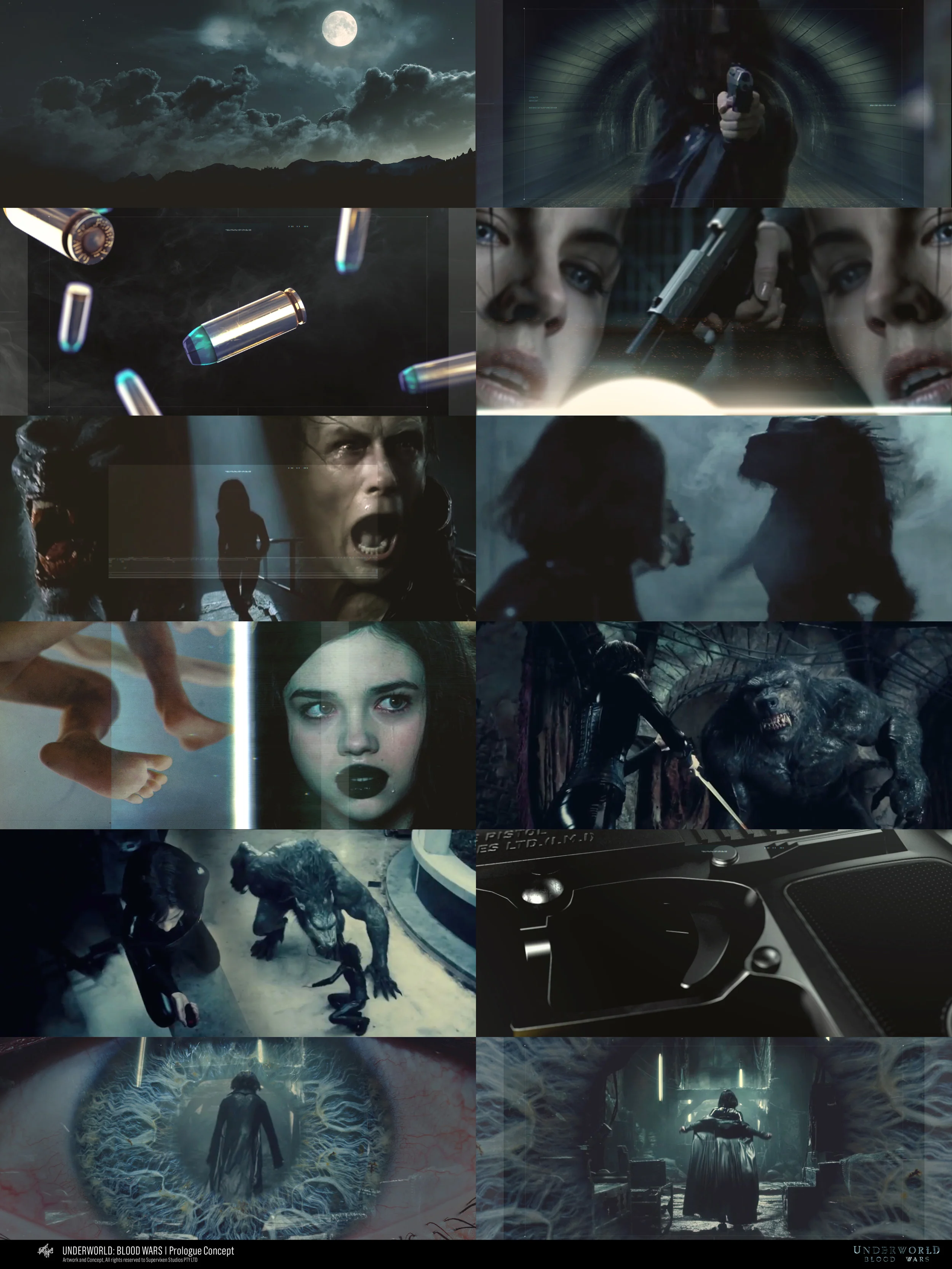 Early concept frames created during the inception of the Underworld: Blood Wars prologue.