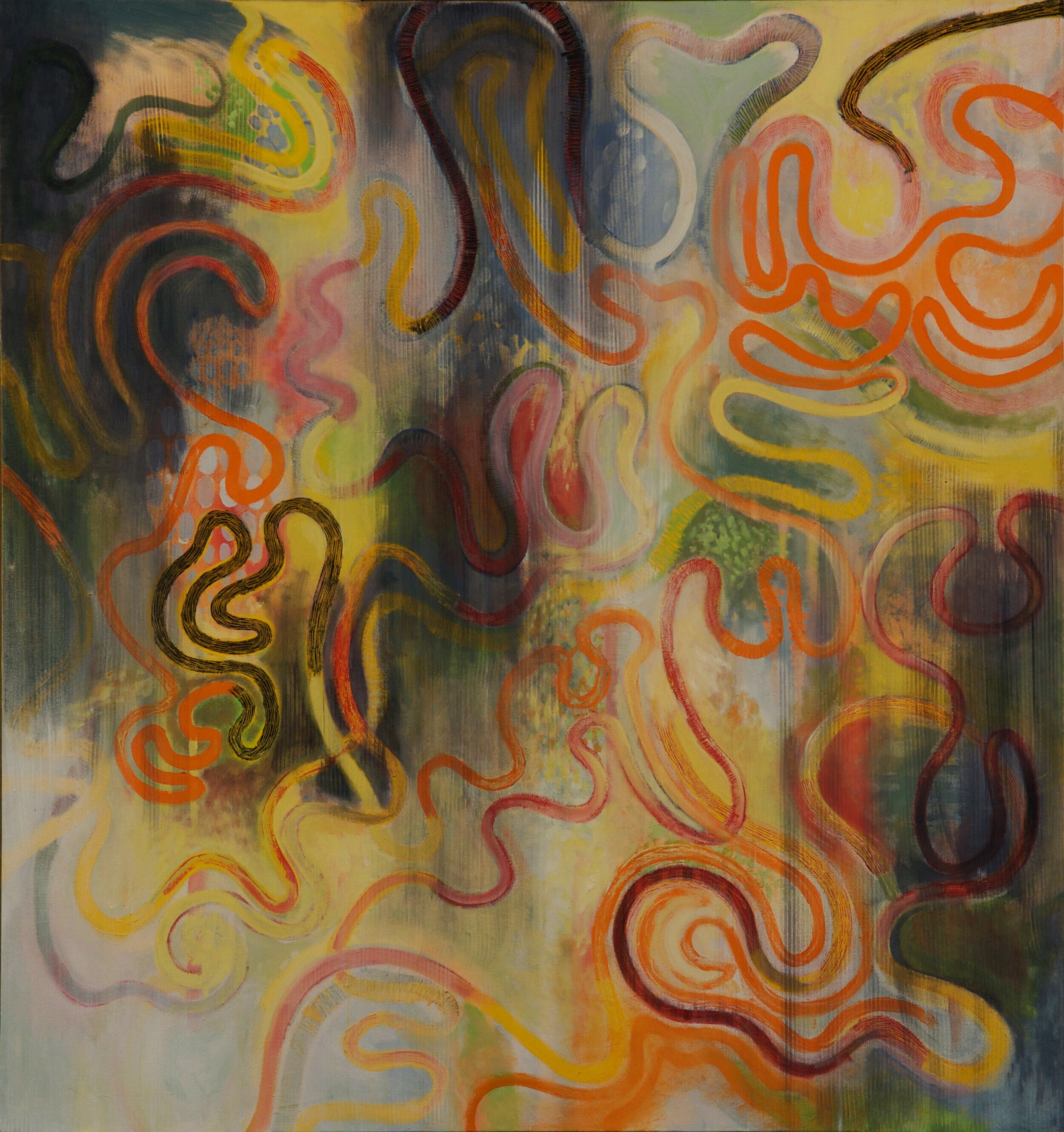   Ribbon 1 , 64” X 66”, Oil and wax on canvas, 2008-2009 