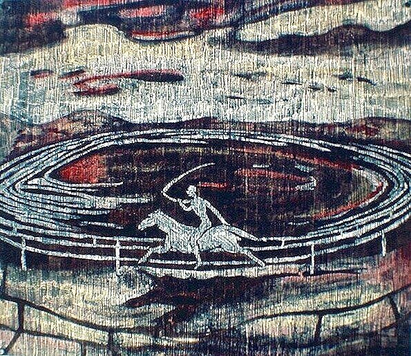   The Racetrack (after A.P. Ryder) , Oil, wax on paper, 51” x 62”, 1988 