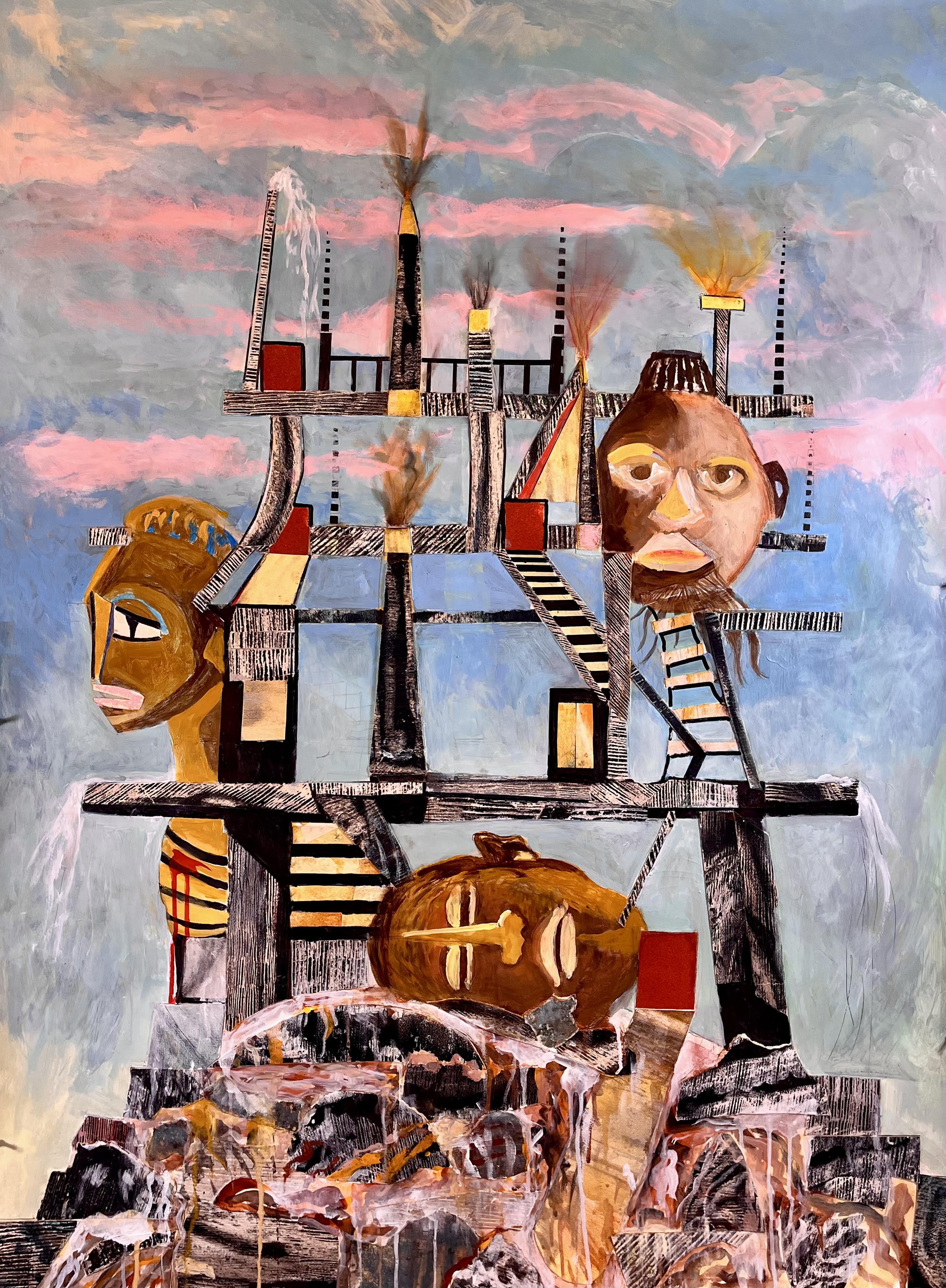 Lamentation (Tower IX) 39” X 51” Mixed media 2025