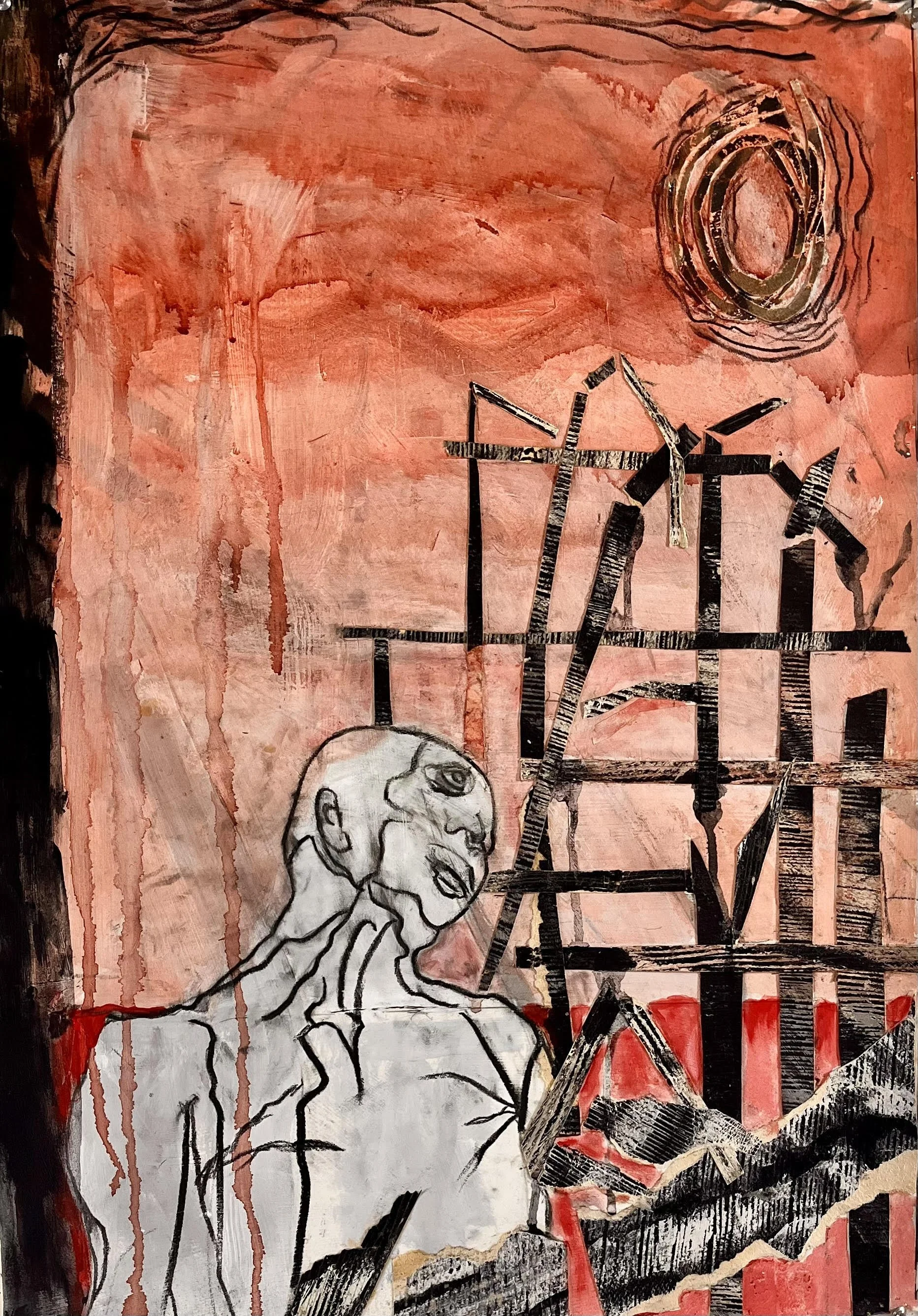 Vesalius Agonistes  18” x 26”  Mixed media  2025