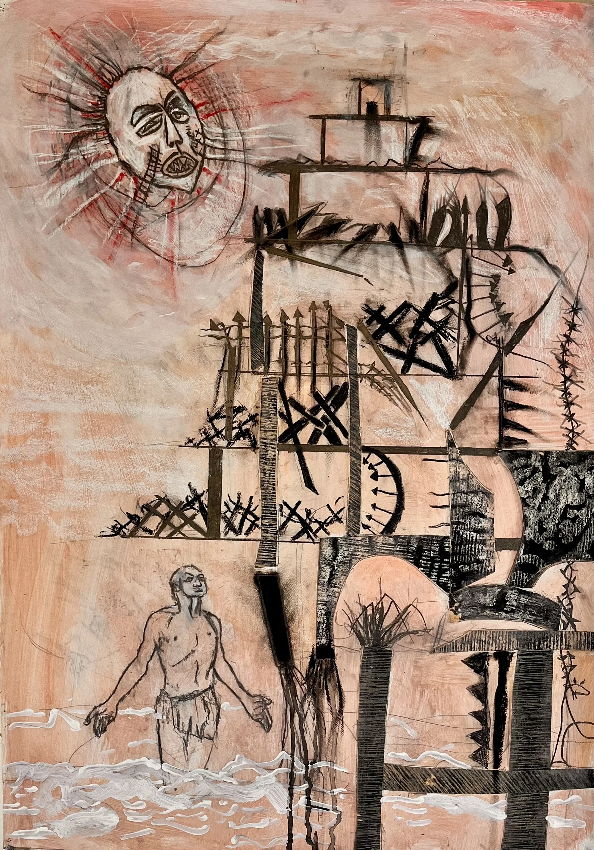 The Grift Of Personality  24” x 32”  Miced media  2025-2026 