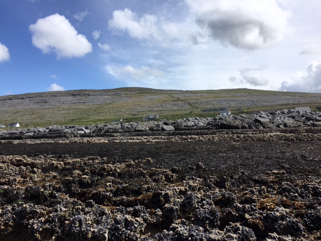 The rocky shoreline at Fanore, looking east, towards the Burren hills