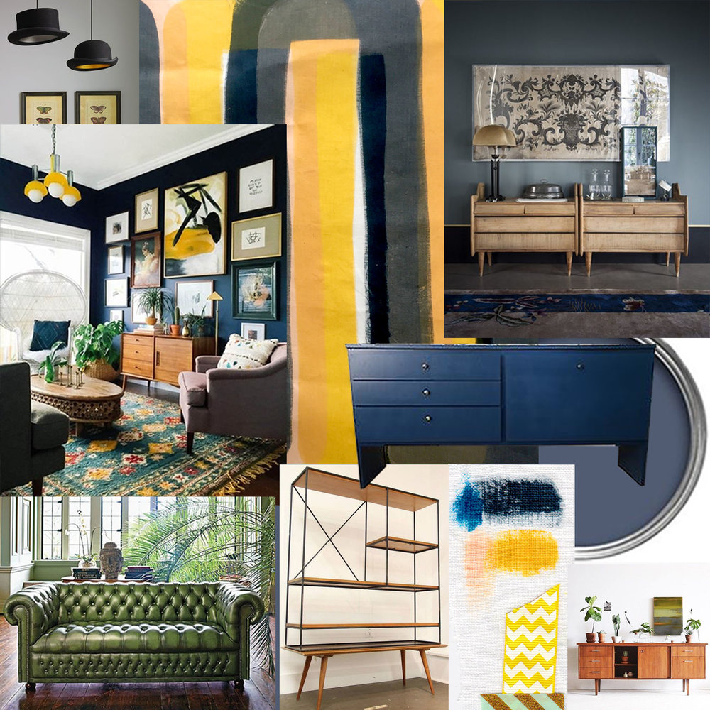 Mood Board for the new and existing features of the living room redecoration, Belgravia