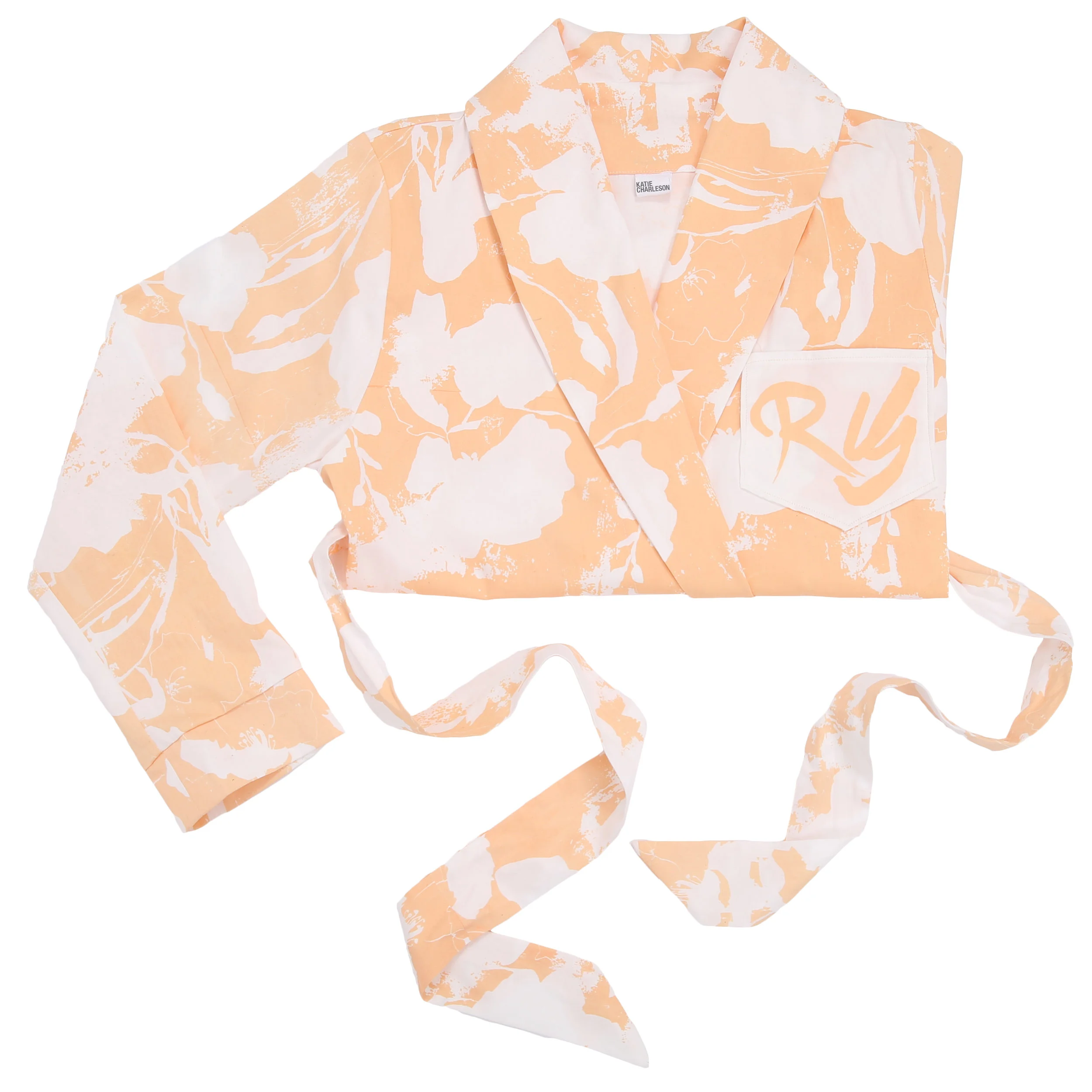 shop screen printed peach cotton dressing gown on katiecharleson.com