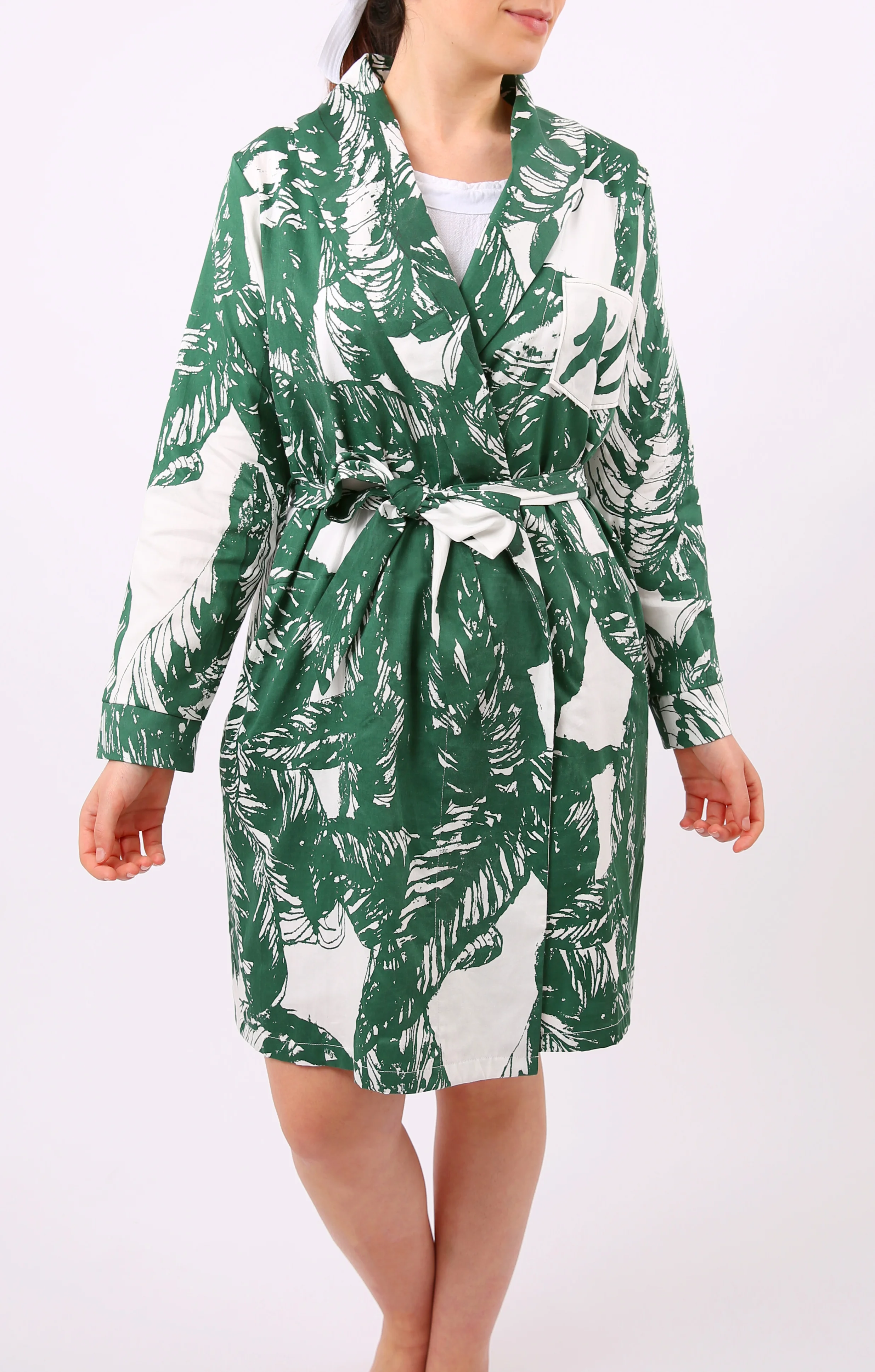 shop screen printed tropical leaf organic cotton robe on katiecharleson.com