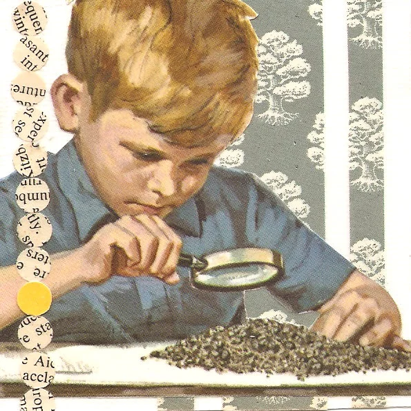 One in a series of 3"x3" collages I created in summer 2012. They were part of a collaborative project for artist student Rose Wong .