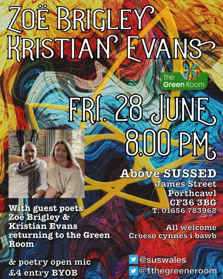 This Friday above @sussed_wales in Porthcawl Kristian and Zo&euml; return to the Green Room #poetry