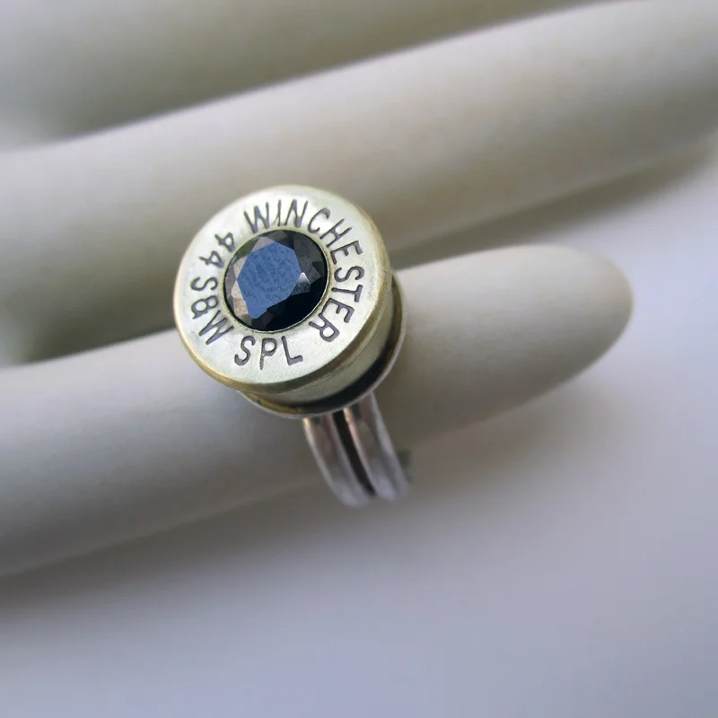 44 Win Black Double Band Ring