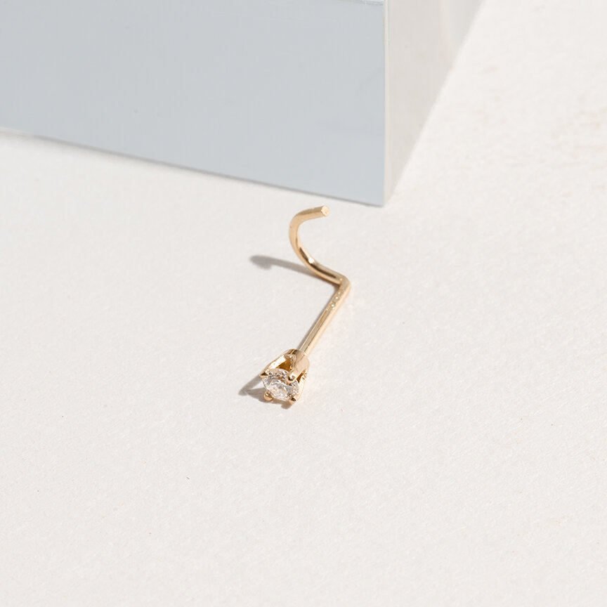 14K gold and diamond nose ring