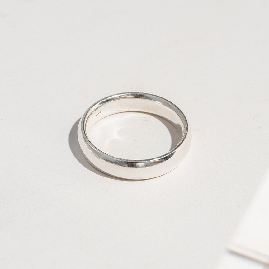 Half round sterling silver band