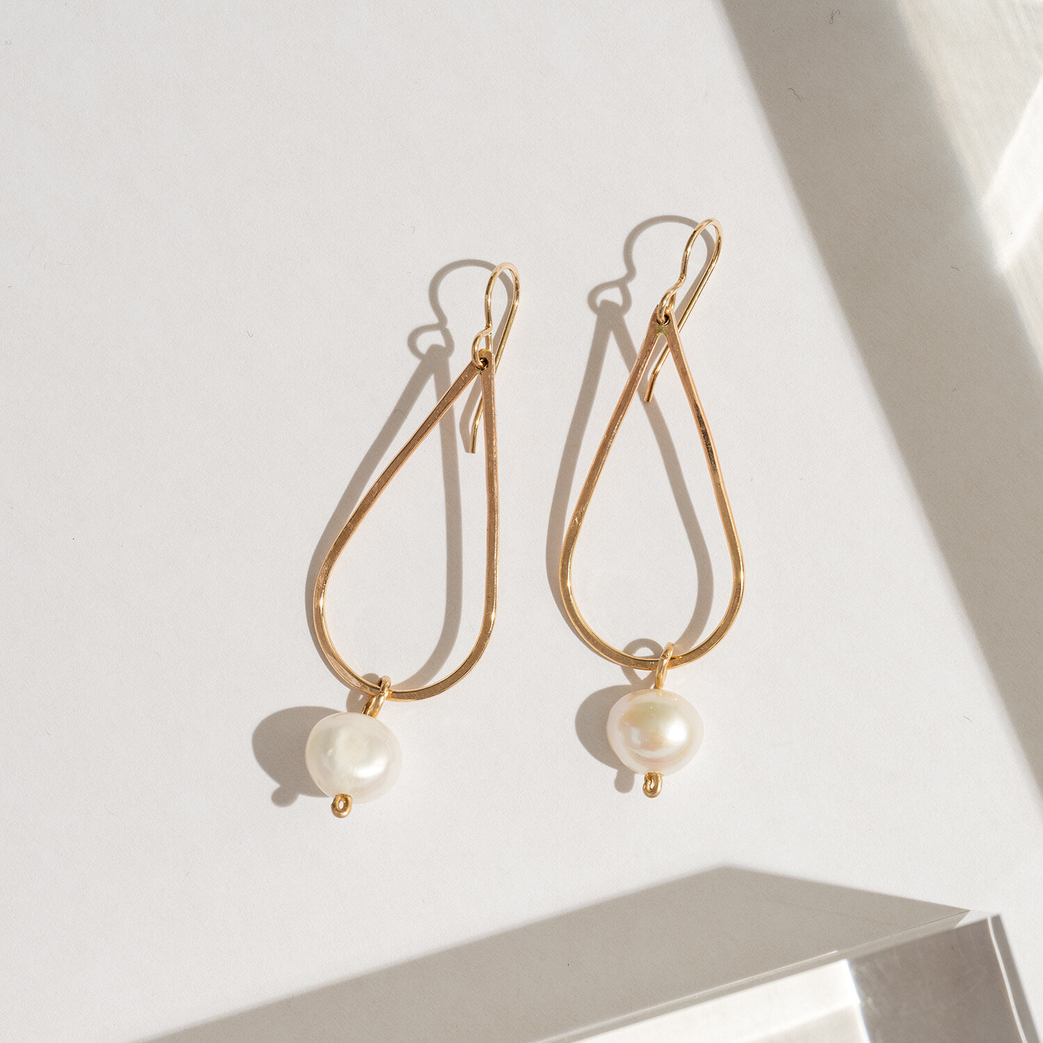Gold tear drops with pearl