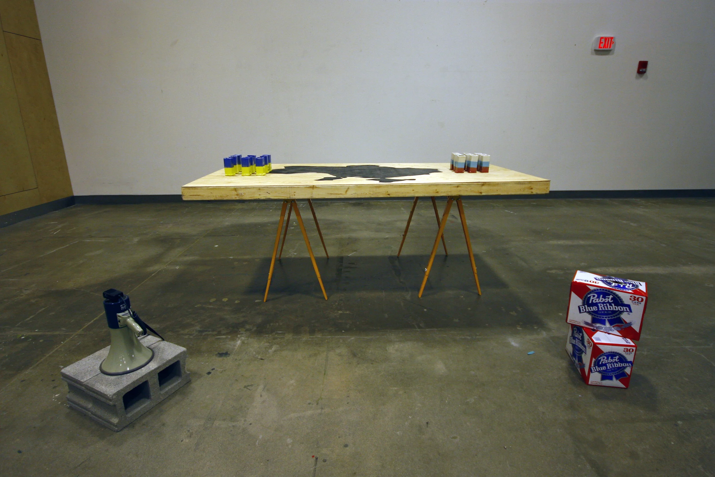  In 2012 I created a ceramic and wood version of the popular beer drinking game Beer&nbsp;Pong named “Block Cup.” The game was initially a response to the vast amounts of red&nbsp;plastic cups that would litter the streets of Ann Arbor every weekend.