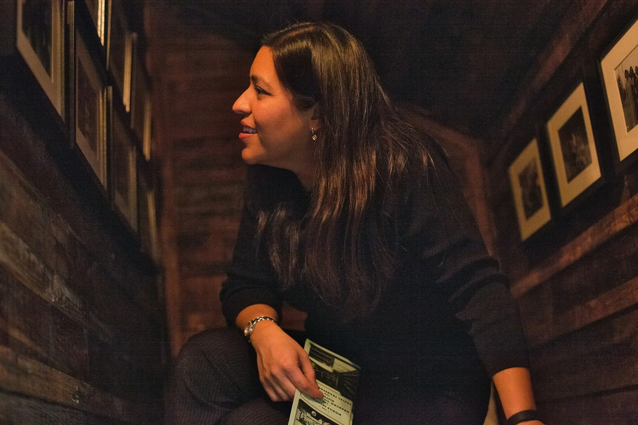 A vistor enjoying an exhibition.
