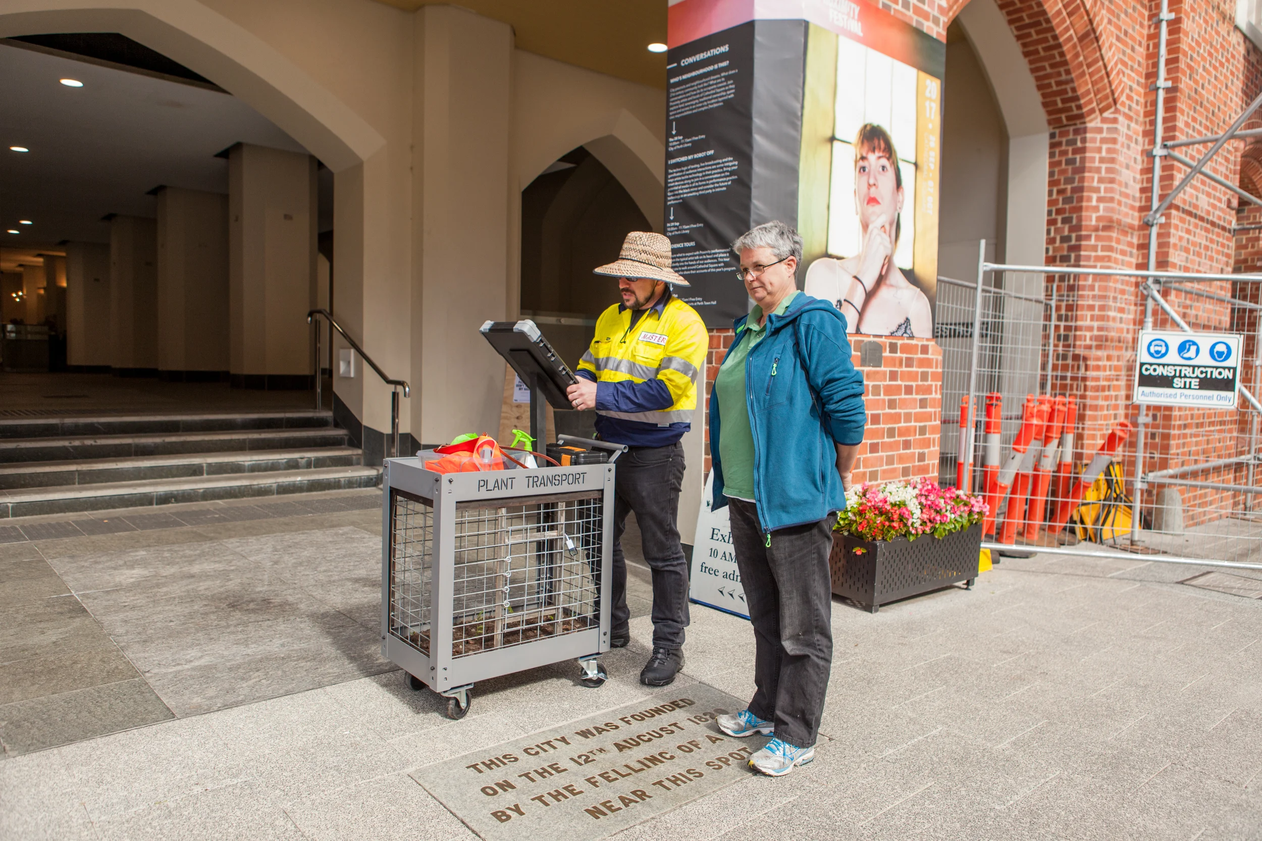 A participant learning the history of deforestation and the founding of Perth.