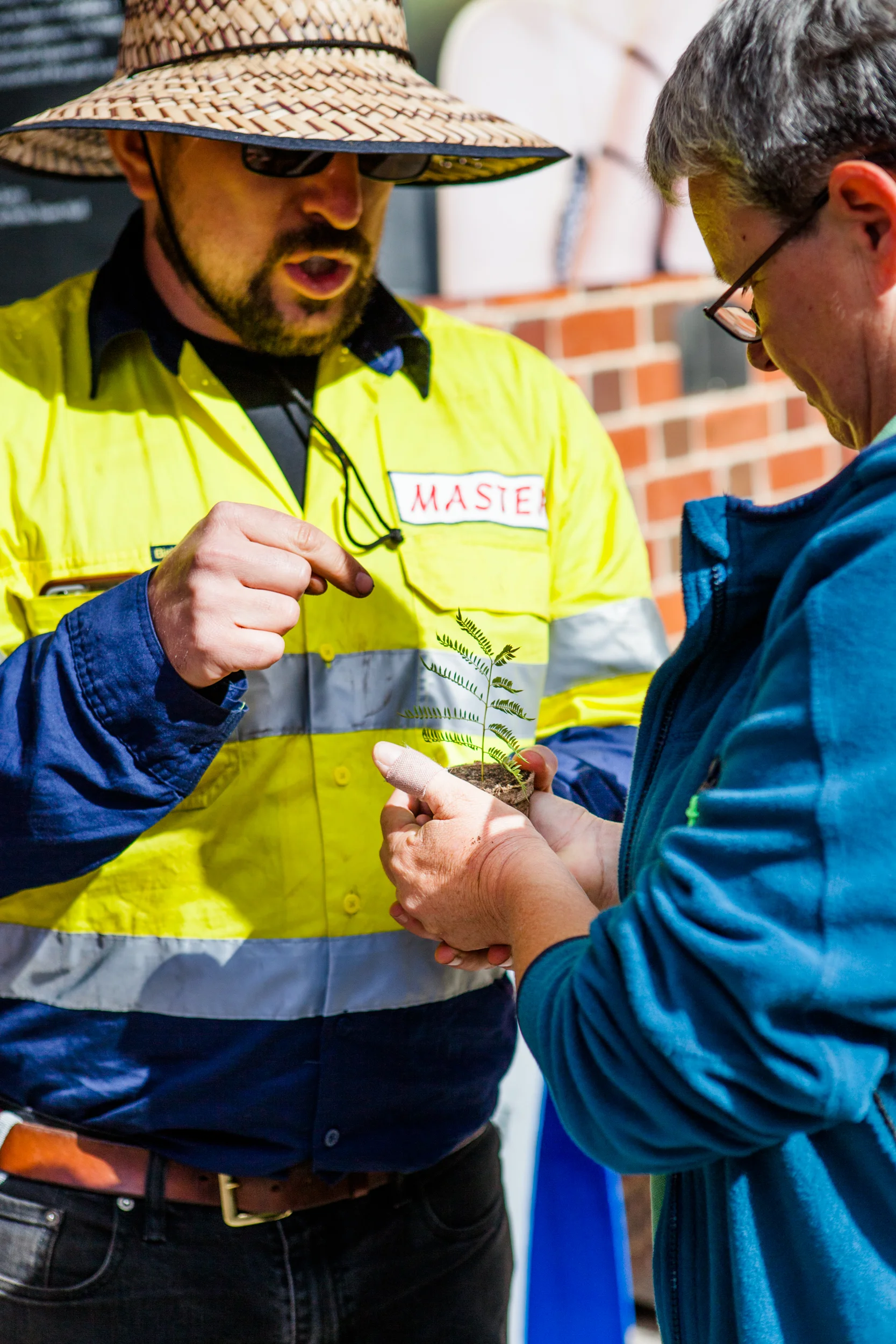 A participant choosing the fate of a young plant.