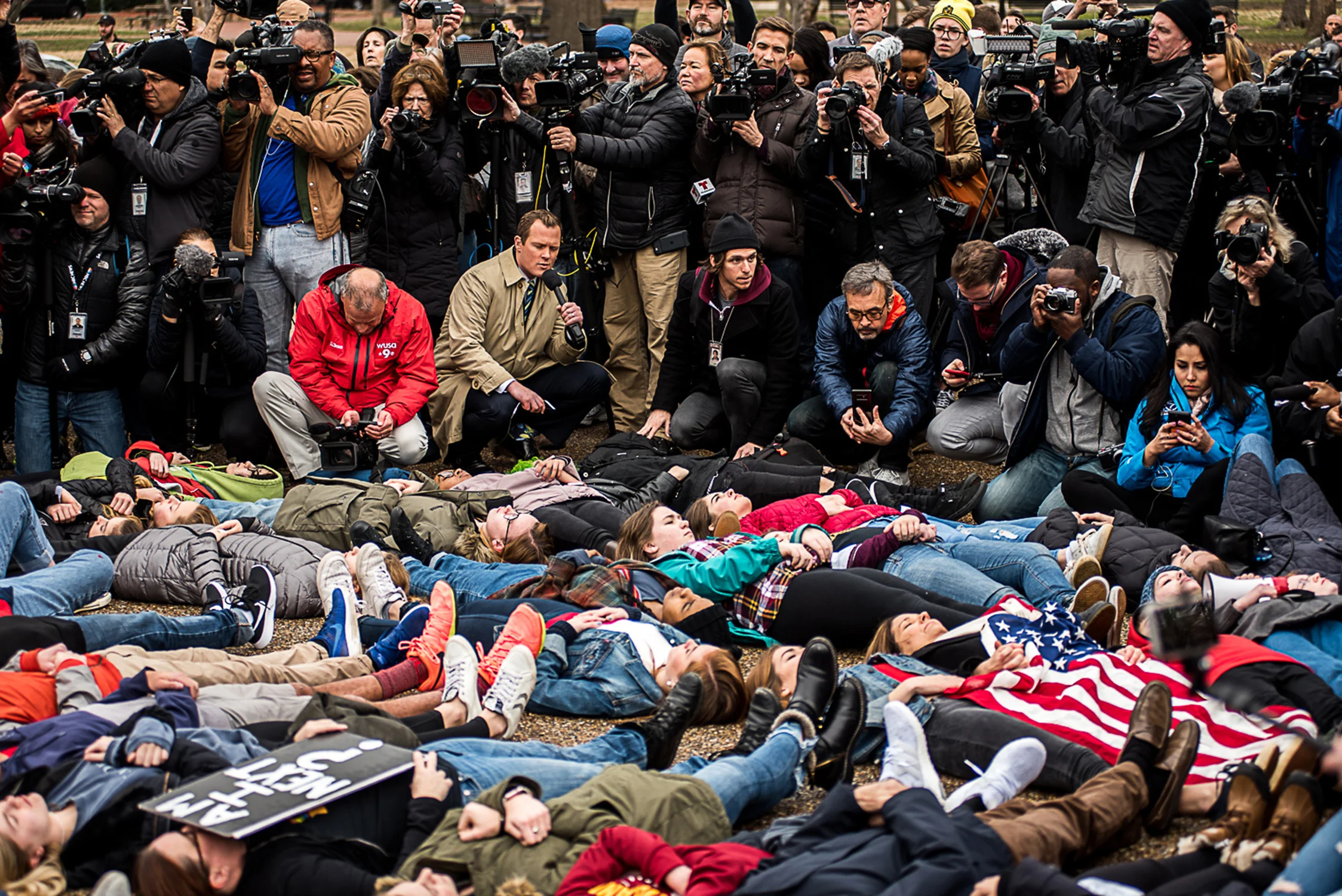 Press and Protest by Michael Landsman, Gun reform protest outside the White House on February 19, 2018