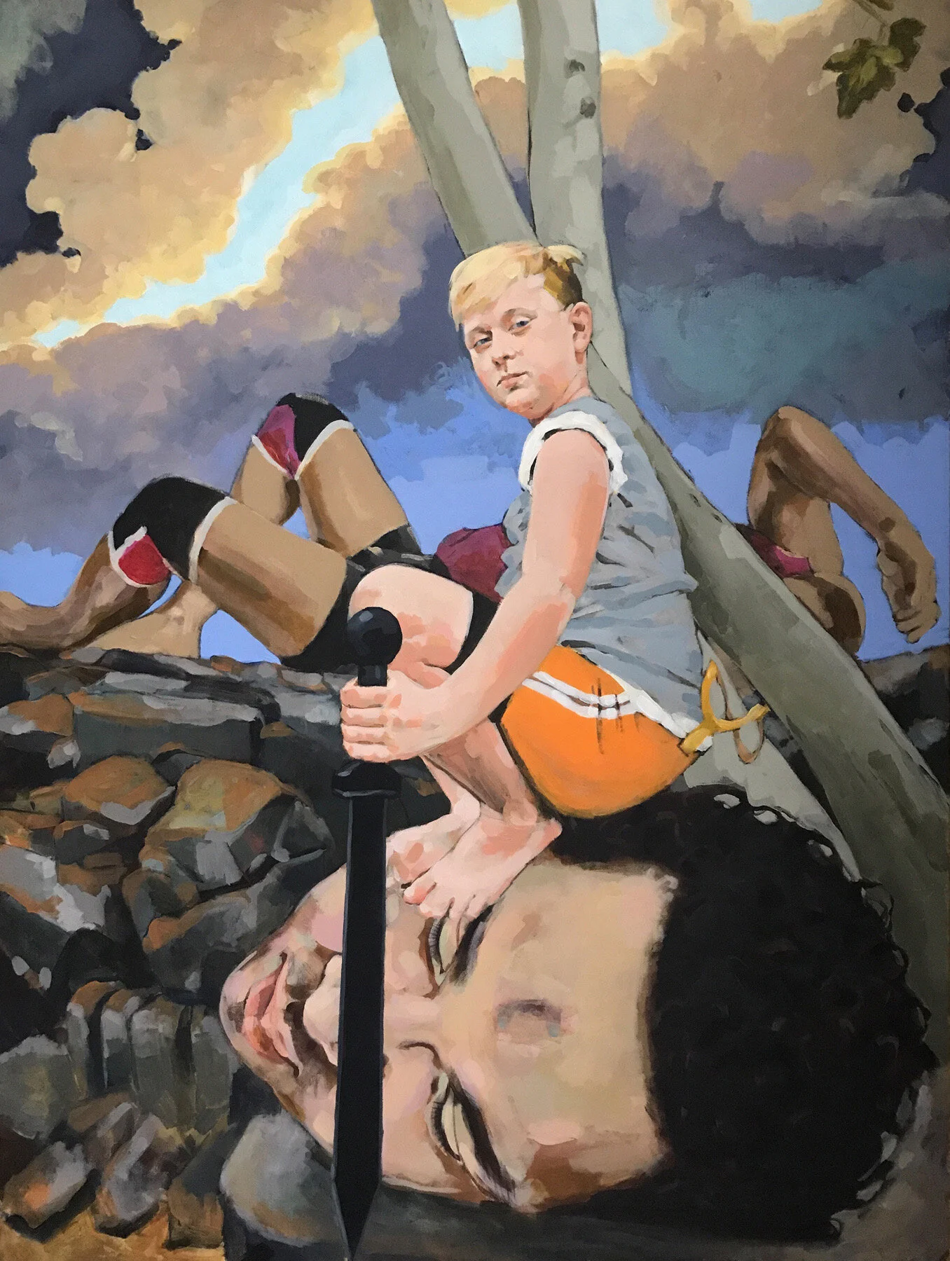 A Victorious David Perched on the Head of Goliath