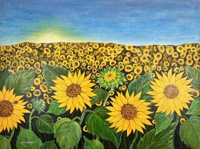 3_Yoshiko Ratliff_Sunflowers with Ladybug.jpeg