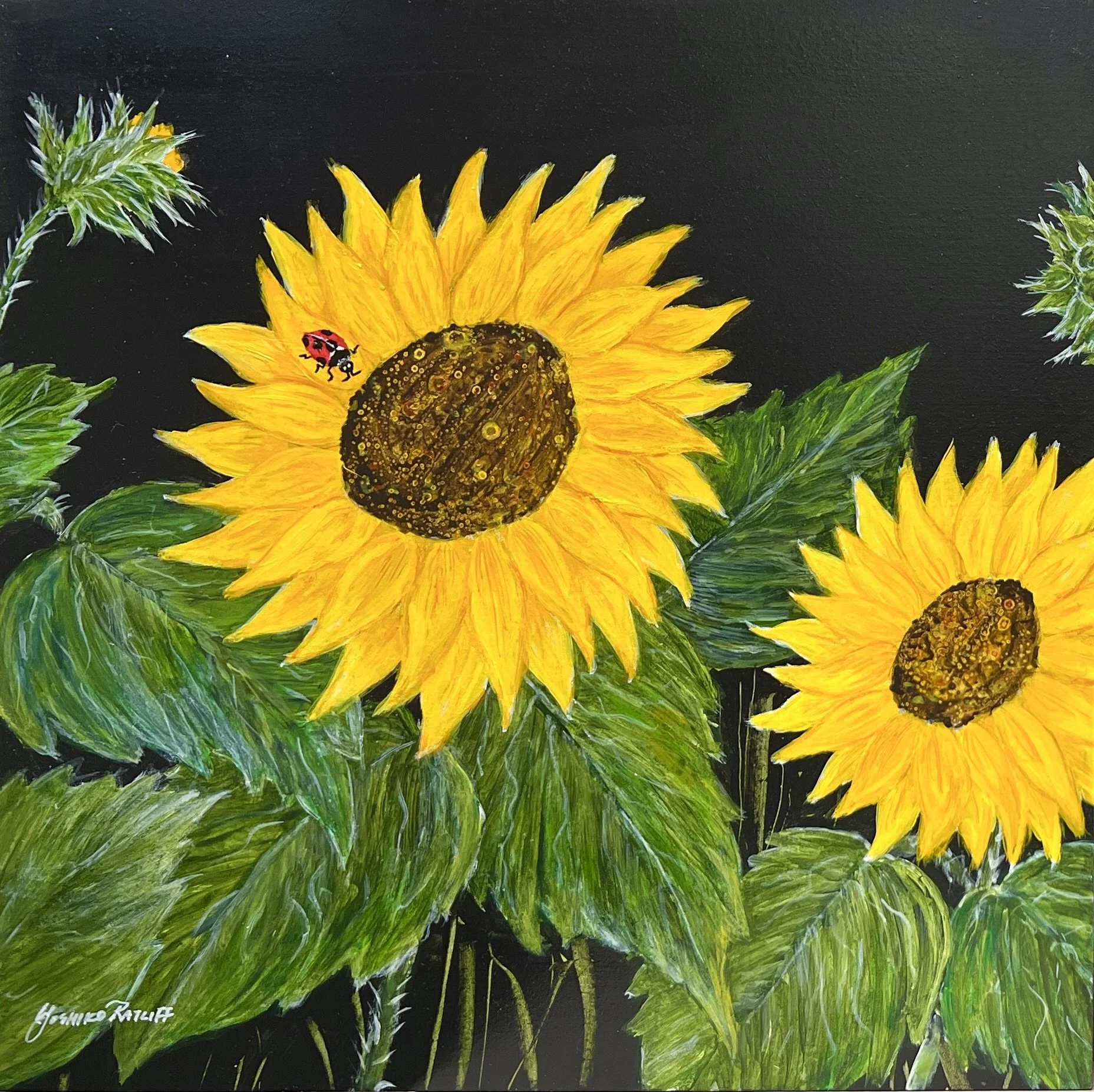 Sunflowers with Ladybug #1 Yoshiko Ratliff.jpg