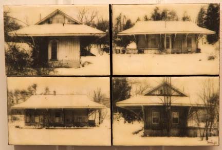 Train Station, photo-encaustic, 4 views, Weston MA