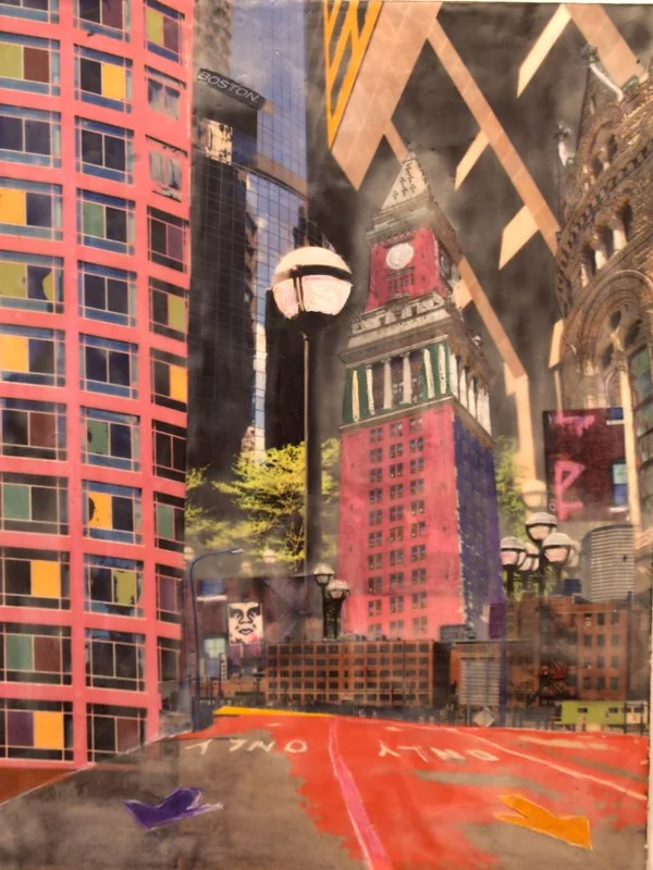 City Series Encaustic Collage I, Boston MA