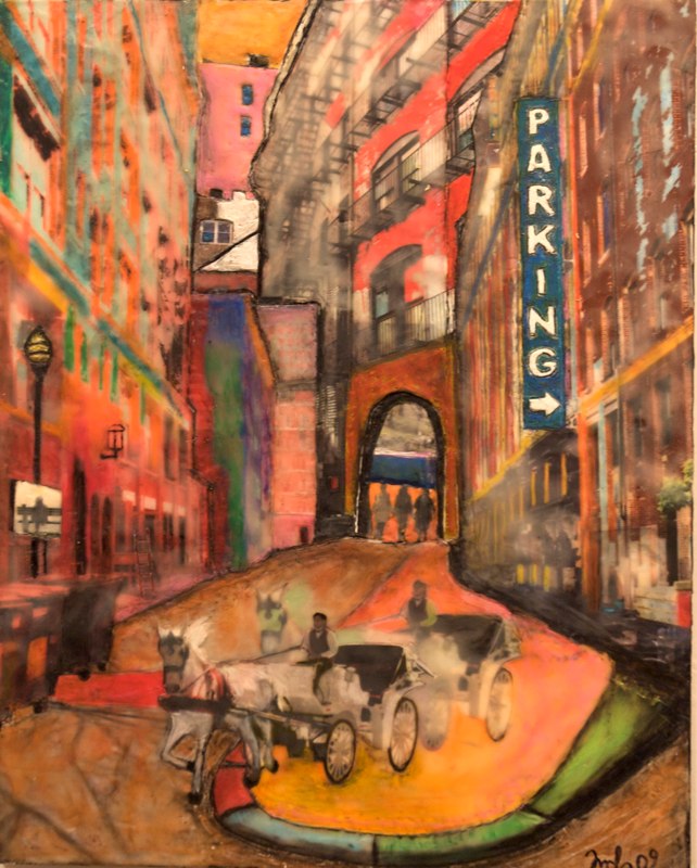 City Series Encaustic Collage II, Boston MA
