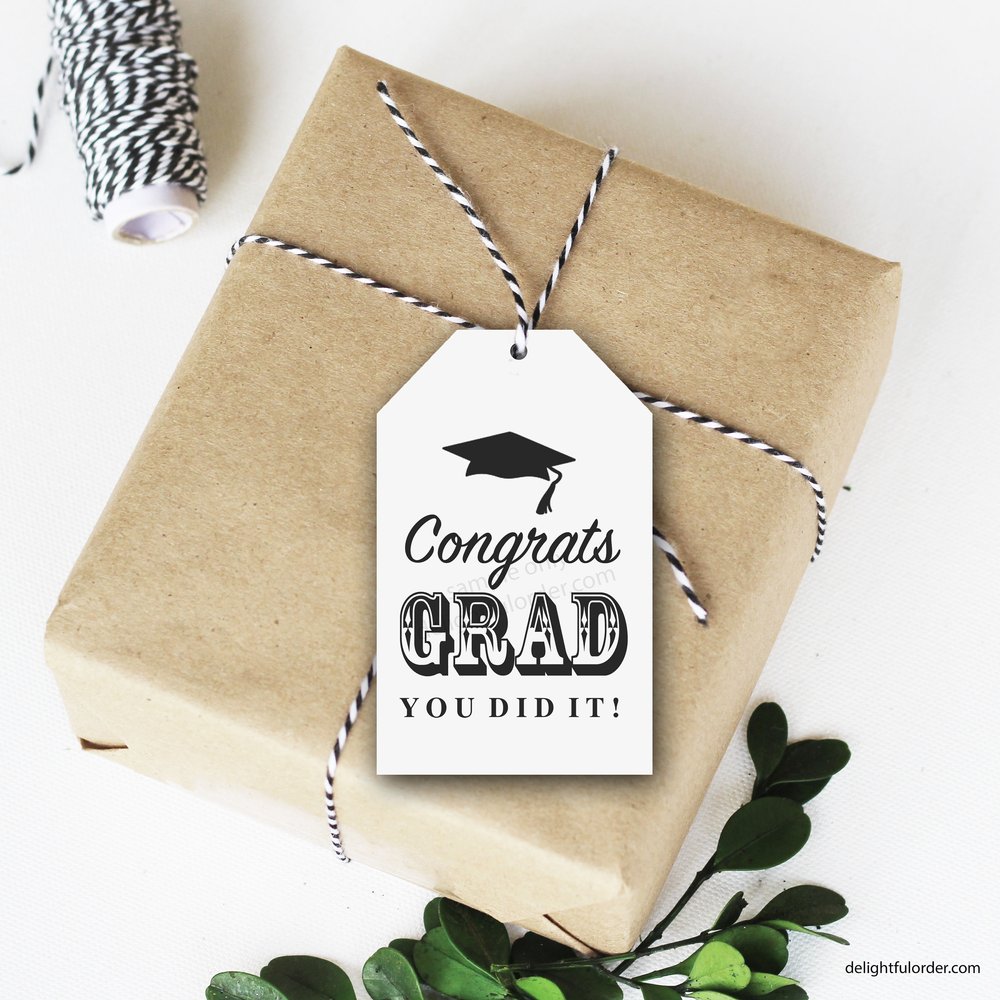Congrats Grad Gift Tags, Graduation Gift, Bag Tags, Graduation Party Tag,  PDF, Instant Download, Printable File — Delightful Order
